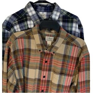 Lot Of 2 LL Bean XL  Scotch Plaid Flannel Shirt Traditional Fit Men's 228061